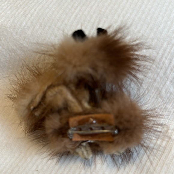 Vintage Mink Poodle Brooch and Gold-tone Metal Poodle Brooch - Picture 4 of 6